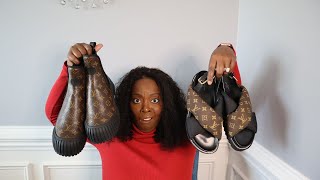 Louis Vuitton Ruby Ankle Flats Boot and Louis Vuitton Pillow Sandals  Update on My Whereabouts [upl. by Ree]