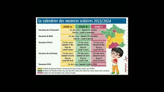 Calendrier des vacances scolaires 20232024 en France [upl. by Aniretak]