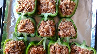 Stuffed peppers  Papryka nadziewana farszem z pieczarkami i kaszą jaglaną Vegetarian  przepis TV [upl. by Erma435]