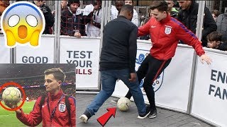 NUTMEGS INSIDE ENGLANDS STADIUM  CRAZY WEMBLEY FOOTBALL CHALLENGE [upl. by Shevlo]