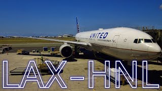 UNITED AIRLINES  LAXHNL  BOEING 777200  ECONOMY CLASS [upl. by Ahtaga]