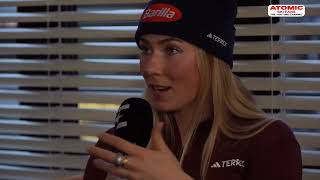 Saalbach Speed weekend  Mikaela Shiffrin interviewed by Tina Maze March 23 2024 [upl. by Boyce]