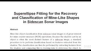 Superellipse Fitting for the Recovery and Classification of Mine Like Shapes in Sidescan Sonar Image [upl. by Nagiam179]