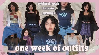 1 week of outfits  whimsigoth grunge hippie [upl. by Ataga]