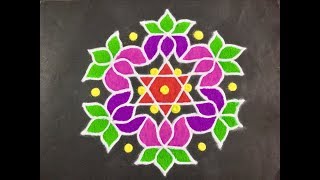 Rangoli Design With Colours for Festivals and Competitions And Dots 11x6  Daily Flower Rangoli [upl. by Poree66]