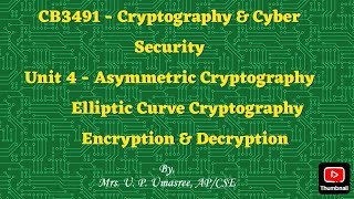 ECC Encryption amp Decryption in Tamil [upl. by Eelnodnarb]