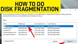 How to do Disk Defragmentation in PCLaptop in windows 11 [upl. by Hoffert]