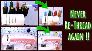 Never have to ReThread the Serger Overlock amp Sewing Machine againEasy Tutorial for beginners [upl. by Guttery529]