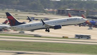 4K PLANE SPOTTING FROM ATLANTA  ATC Audio  Three Delta Takeoffs on 26L [upl. by Ragde]