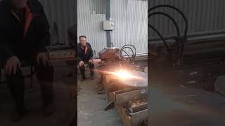 Oxyacetylene cutting flame produced by burning acetylene gas with oxygen to cut metals [upl. by Inafit]