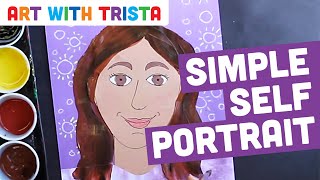 1st Grade Girl SelfPortrait Art Tutorial Inspired by Frida Kahlo  Art With Trista [upl. by Notyarb]