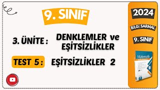 TEST 5 EŞİTSİZLİKLER 2 DENKLEM VE EŞİTSİZLİKBİLGİ SARMAL 11 SINIF MATEMATİK SORU ÇÖZÜMLERİ 2024 [upl. by Eremehc]