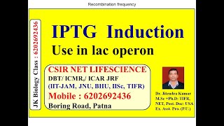 IPTG Use  lac Operon induction  CSIR NET LIFE SCIENCE  GATE  Dr Jitendra Kr [upl. by Nenad]