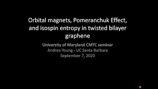 Orbital magnetism and an isospin Pomeranchuk effect in twisted bilayer graphene  Andrea Young [upl. by Primaveria]