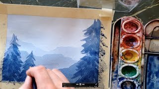 How to paint a simple landscape in watercolor [upl. by Yrffej464]