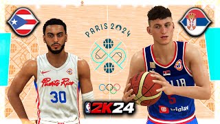 PUERTO RICO vs SERBIA  Olympics Paris 2024  NBA 2K24 [upl. by Kopans]