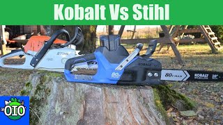 KobaltGreenworks 80V Cordless Chainsaw Full Review amp Comparison to Stihl MS271 Gas Saw [upl. by Sybila]