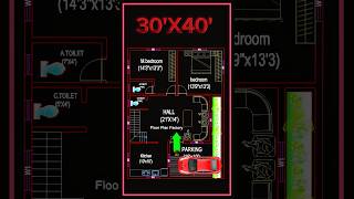 30’× 40’ house plan 30 by 40 home plan 3040 house plan East Facing 2BHK amp Parking [upl. by Laemsi460]