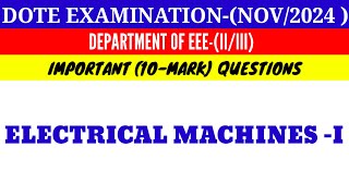 Electrical Machines 1 Important 10 Mark Questions 2024Nov [upl. by Byrle]