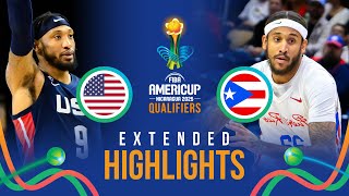 USA 🇺🇸 vs Puerto Rico 🇵🇷  Extended Highlights  FIBA AmeriCup 2025 Qualifiers [upl. by Sej]