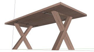 Table with X Legs Complete Guide in SketchUp [upl. by Ignaz]