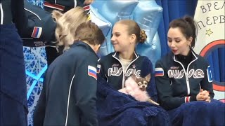 Alexandra Trusova with Tina support their team [upl. by Avek]