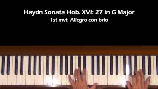 Haydn Piano Sonata HobXVI27 Allegro con brio Tutorial old [upl. by Asssilem]