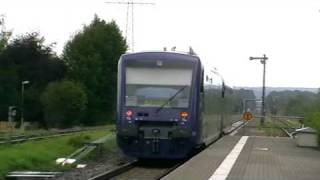 Aus und Einfahrt eines RegioShuttle der BodenseeOberschwabenBahn [upl. by Ahsiled]