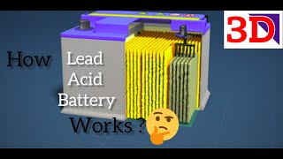 Principle Of Lead Acid Battery  How it Works  3D Animation [upl. by Crowe]