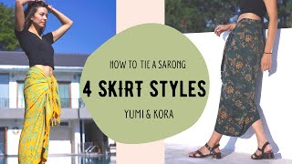 OLD VERSION HOW TO TIE A SARONG  4 SKIRT STYLES  YUMI amp KORA [upl. by Yahsram]