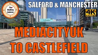 Manchester  A Walk From MediaCityUK to Castlefield via Bridgewater Canal Walk  June 2021  4K  CC [upl. by Pelagi227]