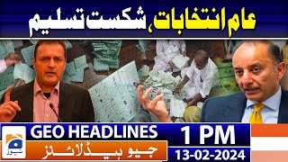 Geo News Headlines 1 PM  13th February 2024 [upl. by Rusert]