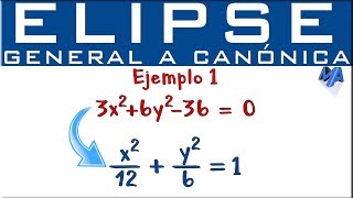 Elipse  Pasar de la ecuación general a la canónica  ordinaria  Ejemplo 1 [upl. by Rocker785]