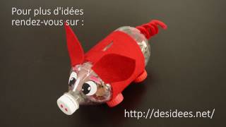 DIY  Une tirelire cochon en bouteille plastique [upl. by Ettenot306]