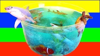 DIY SHARK Toys Slime Aquarium Fish Tank Toy Sharks Sea Animals Toys and Slime  Craft Videos [upl. by Coppola]