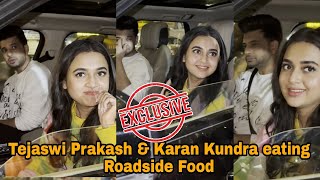 Exclusive television Best Couple Tejaswi Prakash With Karan Kundra get Spotted Eating Roadside Food [upl. by Eedyah130]