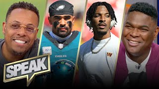 Has Jalen Hurts proved he’s a top 5 QB amp are the Commanders good enough to win the NFC East  SPEAK [upl. by Elleret]