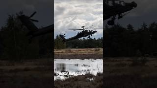 RNLAF 🇳🇱 AH64E Apache  Water reflection apache helicopter military lowflying [upl. by Aiekal]