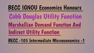 Cobb Douglas Utility Function BECC 105 Intermediate Microeconomics 1 BECC IGNOU Economics Honours [upl. by Blum]