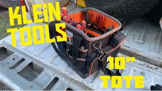 Klein Tools  Tradesman Pro 10” Tote  Electricians Tool Bag Review [upl. by Eibba]