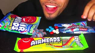 ASMR AIRHEADS CANDY XTREMES BITES SNOWCONES MYSTERY ASSORTED FLAVORS CHEWY EATING SHOW MUKBANG [upl. by Hsakaa]