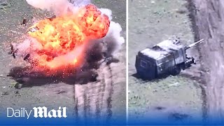 Two Russian turtle tanks and T90M destroyed by precision drone hits [upl. by Figone465]