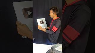 Silver Play Button Unboxing With My All YouTube Family shorts silverplaybutton youtube [upl. by Leuas]