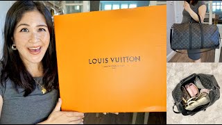 BEST WEEKEND BAG LOUIS VUITTON LV UNBOXING KEEPALL 55 Bougie on a budget What fits  Sam Loves [upl. by Eimme]