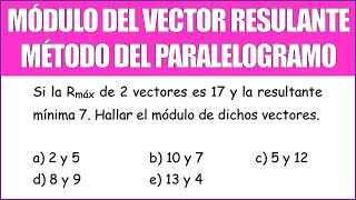 Si la Rmáx de 2 vectores es 17 y la resultante mínima 7 Hallar el módulo de dichos vectores [upl. by Taddeo722]