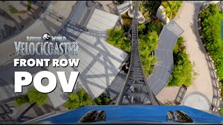 Front Row POV Jurassic World VelociCoaster  Islands of Adventure [upl. by Ytsirt]