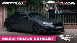 BMW G30 M550I GETS A REMUS EXHAUST UPGRADE AXLEBACK  BLACK CHROME TIPS [upl. by Mandal444]