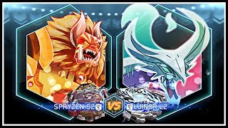 Spryzen S2 Storm Spryzen VS Luinor L2 Lost Longinus  Beyblade Burst APP BATTLE [upl. by Auqinot]