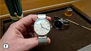 Nomos Tangente Sport neomatik 42 Datum weiß und blauschwarz  Referenz 580 und 581  Hands On [upl. by Choo]