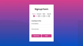 Multi Step Form with Step Progress Bar in HTML CSS amp JavaScript Part 1 [upl. by Bigelow]